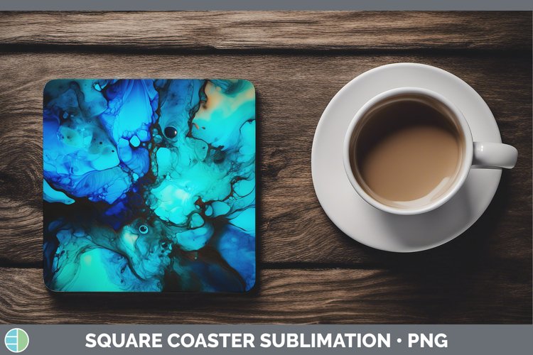 Blue Alcohol Ink Square Coaster Sublimation Coaster Designs
