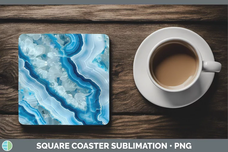 Blue Geode Square Coaster Sublimation Coaster Designs