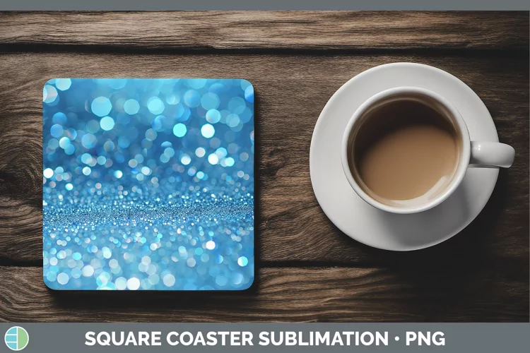 Blue Glitter Square Coaster Sublimation Coaster Designs