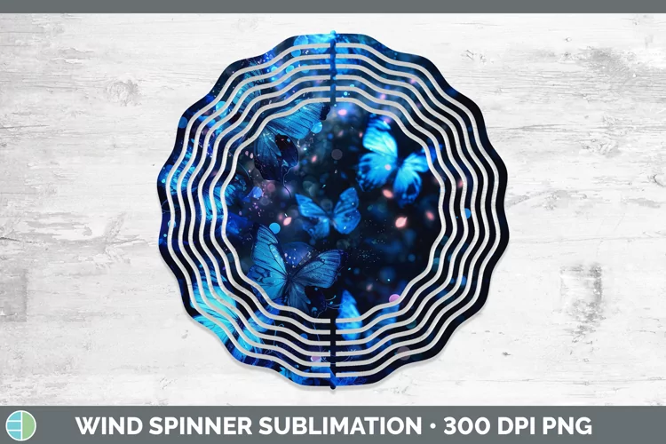 Blue Glow Butterflies Wind Spinner Sublimation Spinner Desig