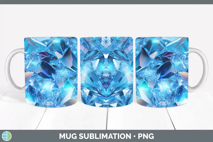Blue Holographic Mug Wrap Sublimation Coffee Cup Designs