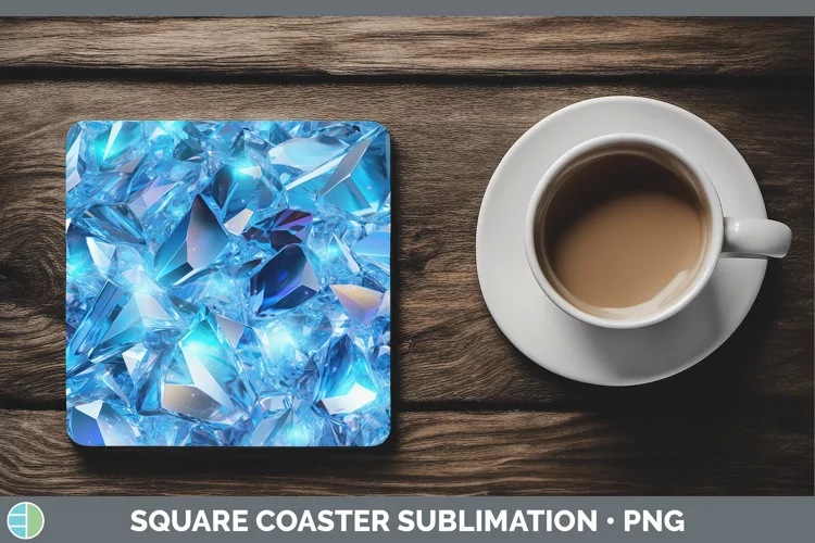 Blue Holographic Square Coaster Sublimation Coaster Designs