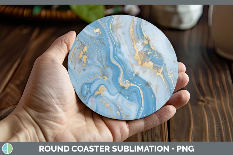 Blue Marble Round Coaster Sublimation Coaster Designs