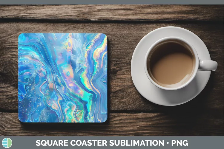 Blue Opalescent Square Coaster Sublimation Coaster Designs
