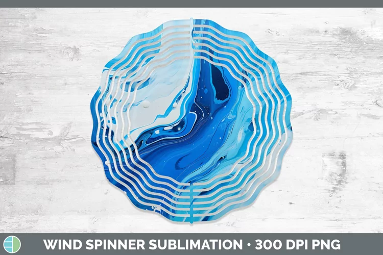 Blue Paint Pour Wind Spinner Sublimation Spinner Designs