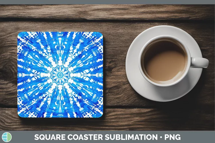 Blue Tie Dye Square Coaster Sublimation Coaster Designs