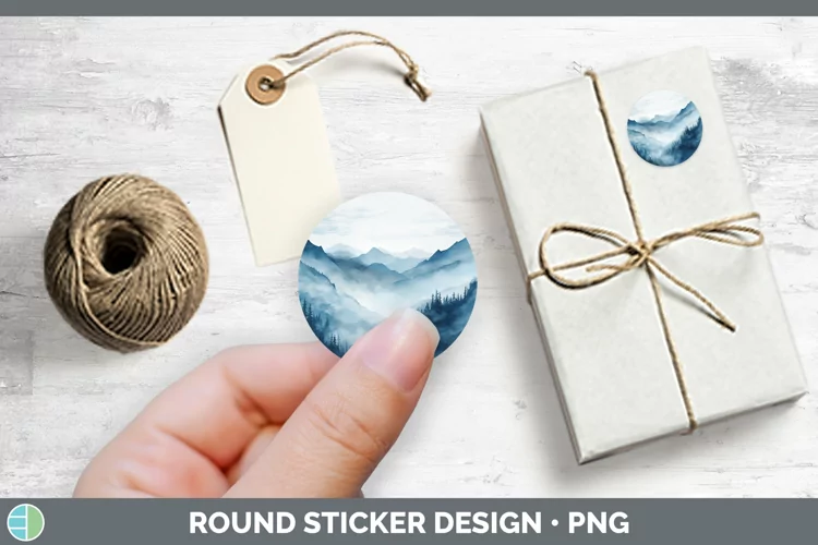 Blue Landscape Stickers | Round Labels Designs