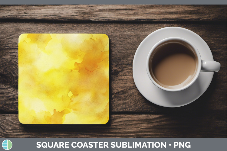 Watercolor Yellow Square Coaster Sublimation Coaster Designs