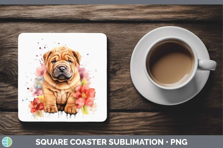 GorgeousCartoon Watercolor Square Coaster design.