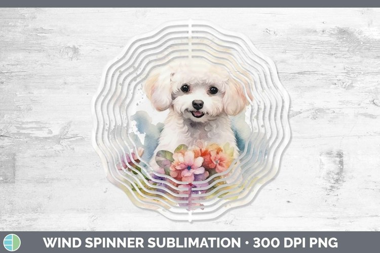 Watercolor Dogs Bichon Frise Wind Spinner Sublimation Spinne example image 1