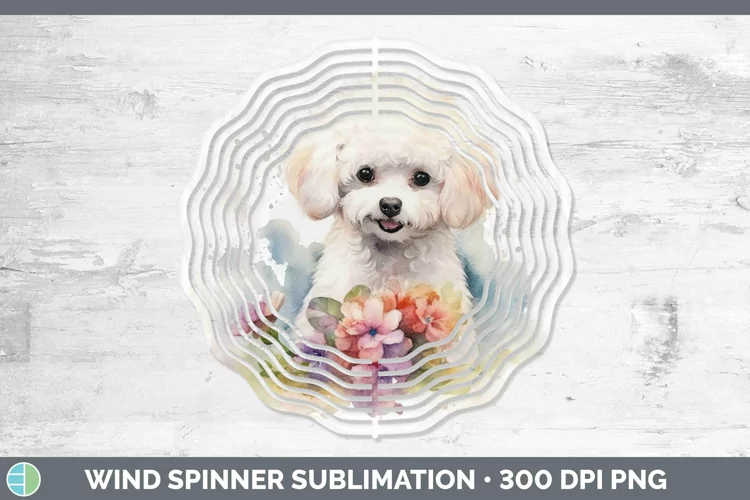 Watercolor Dogs Bichon Frise Wind Spinner Sublimation Spinne