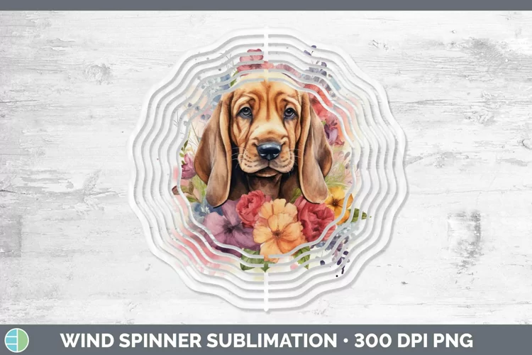 Watercolor Dogs Bloodhound Wind Spinner Sublimation Spinner