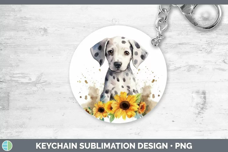 Watercolor Dogs Dalmatian Keychain Sublimation Keyring Desig