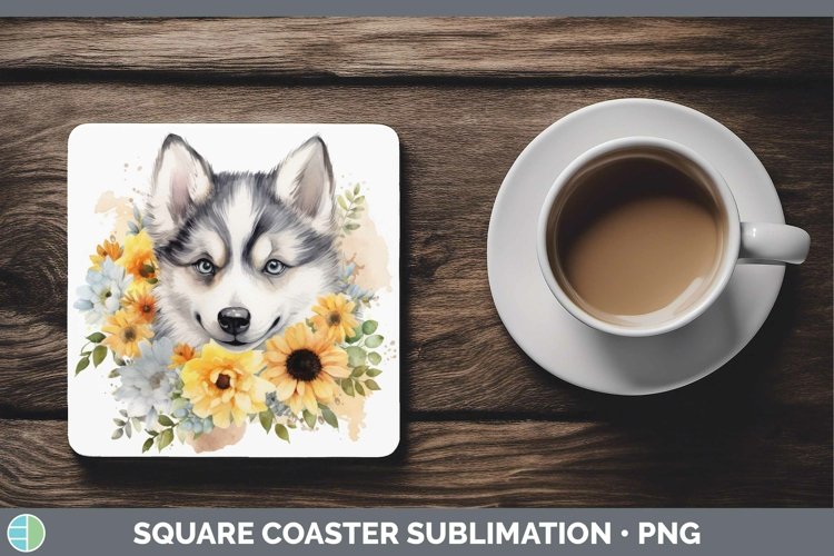 Watercolor Dogs Husky Square Coaster Sublimation Coaster Des
