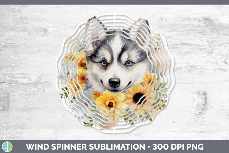 Watercolor Dogs Husky Wind Spinner Sublimation Spinner Desig example image 1