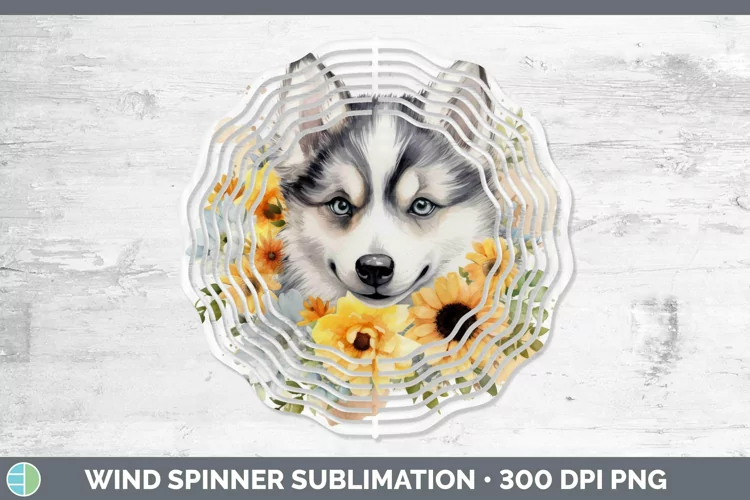 Watercolor Dogs Husky Wind Spinner Sublimation Spinner Desig
