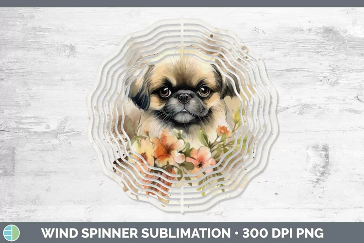 Watercolor Dogs Pekingese Wind Spinner Sublimation Spinner D
