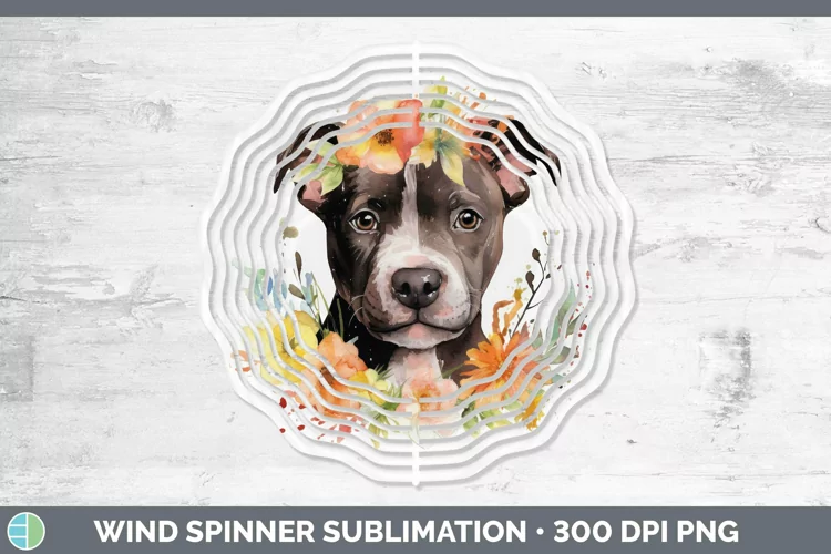 Watercolor Dogs Pit Bull Wind Spinner Sublimation Spinner De