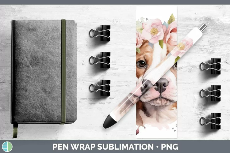 Watercolor Dog American Staffordshire Pen Wrap Sublimation E