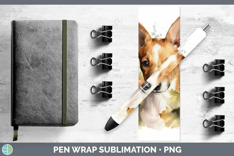 Watercolor Dog Basenji Pen Wrap Sublimation Epoxy Pen Design