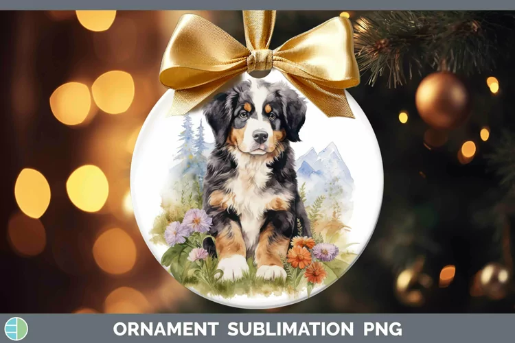 Watercolor Dog Bermese Mountain Dog Ornament Sublimation Bau