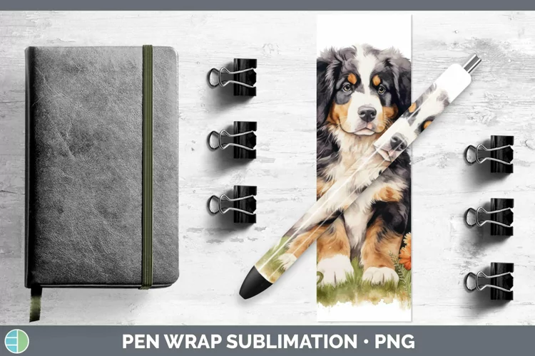 Watercolor Dog Bermese Mountain Dog Pen Wrap Sublimation Epo