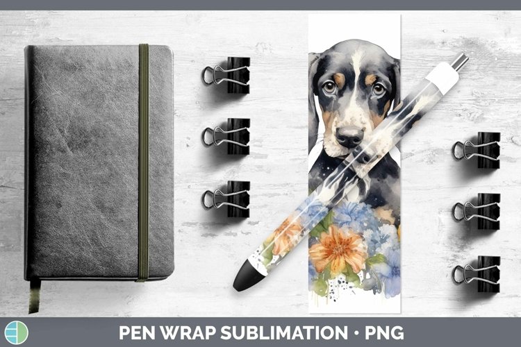 Watercolor Dog Bluetick Coonhound Pen Wrap Sublimation Epoxy example image 1