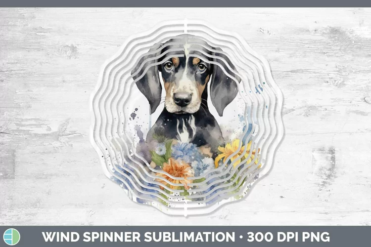 Watercolor Dog Bluetick Coonhound Wind Spinner Sublimation S