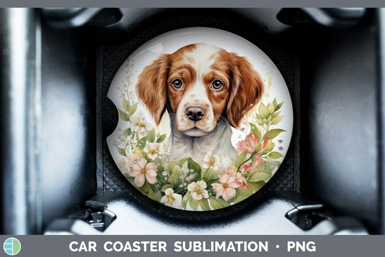 GorgeousWatercolor Dog Car Coaster design.