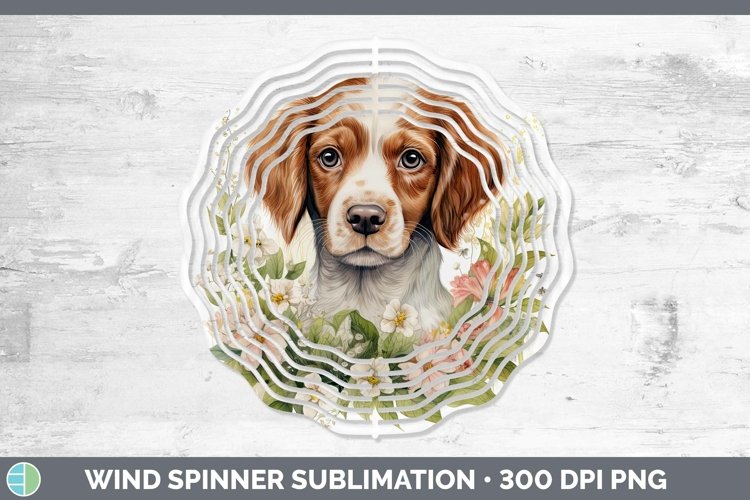 Watercolor Dog Brittany Dog Wind Spinner Sublimation Spinner