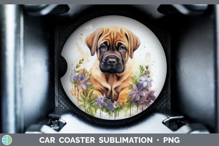 GorgeousWatercolor Dog Car Coaster design.