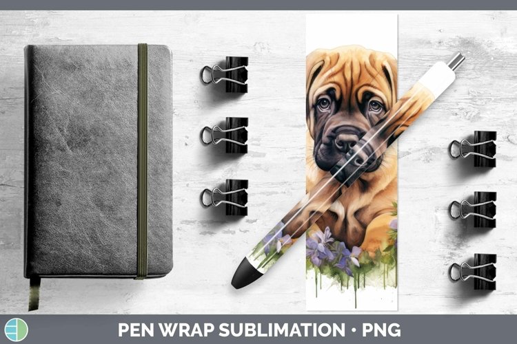 Watercolor Dog Mastiff Pen Wrap Sublimation Epoxy Pen Design example image 1