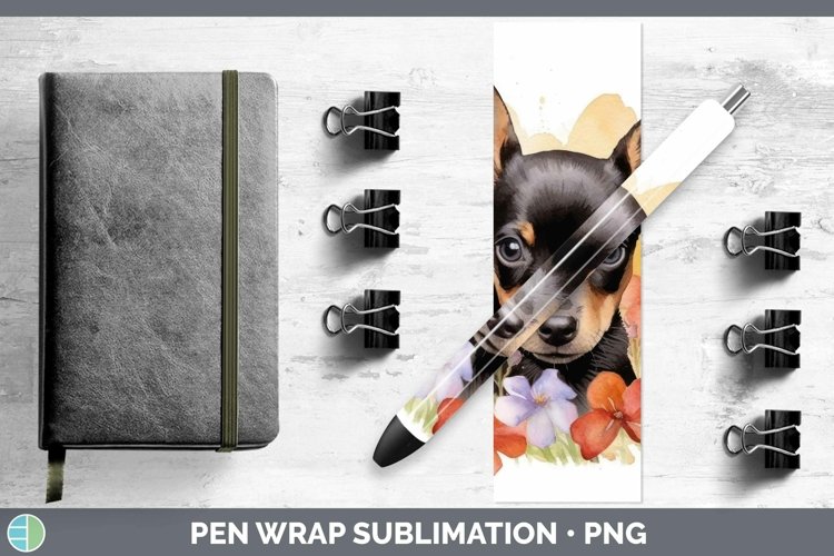 Watercolor Dog Miniature Pinscher Pen Wrap Sublimation Epoxy example image 1