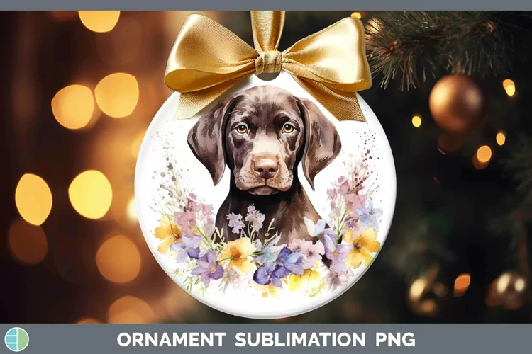 Watercolor Dog Shorthaired Pointer Ornament Sublimation Baub