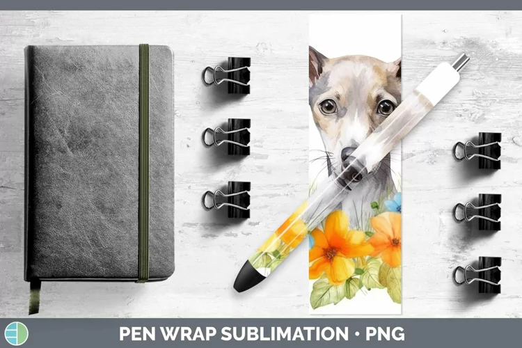 Watercolor Dog Whippet Pen Wrap Sublimation Epoxy Pen Design