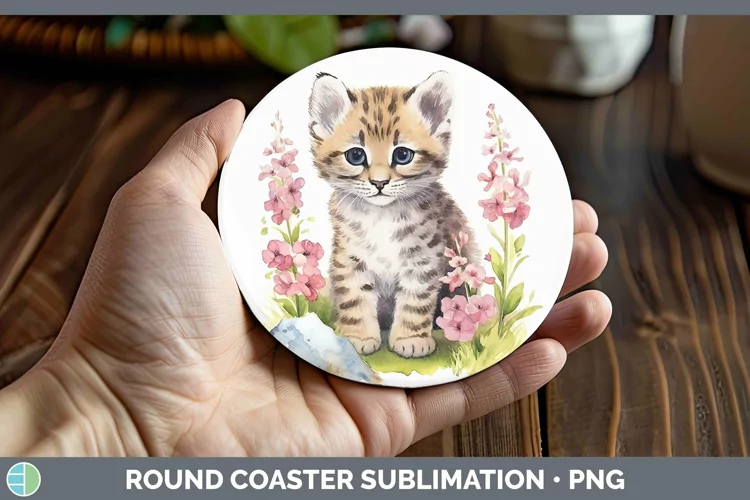 Wild Cats Andean Mountain Cat Round Coaster Sublimation Coas
