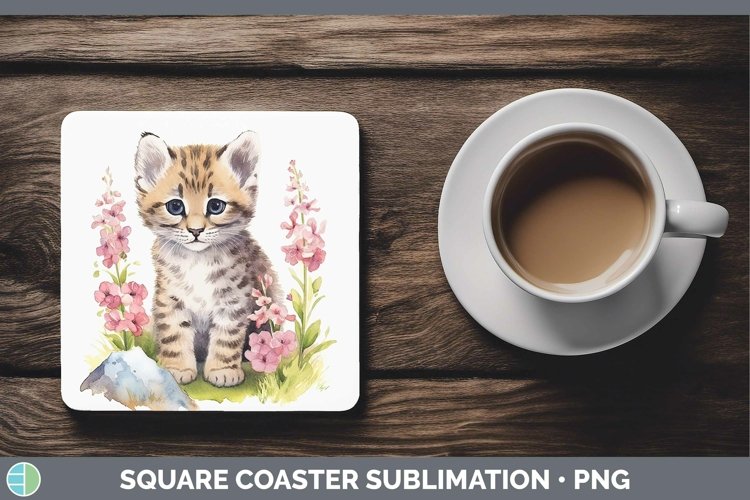 Wild Cats Andean Mountain Cat Square Coaster Sublimation Coa example image 1