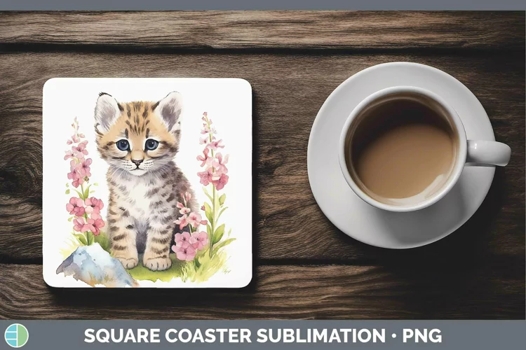 Wild Cats Andean Mountain Cat Square Coaster Sublimation Coa
