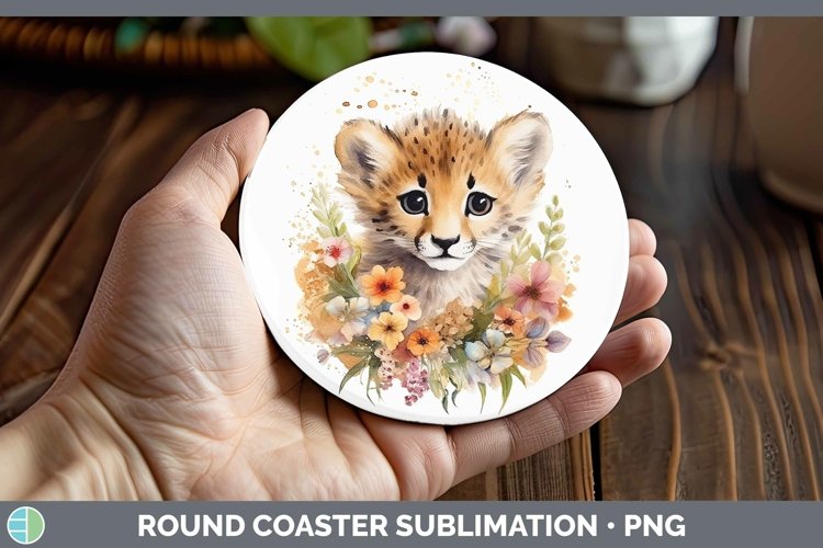 Wild Cats Cheetah Round Coaster Sublimation Coaster Designs example image 1