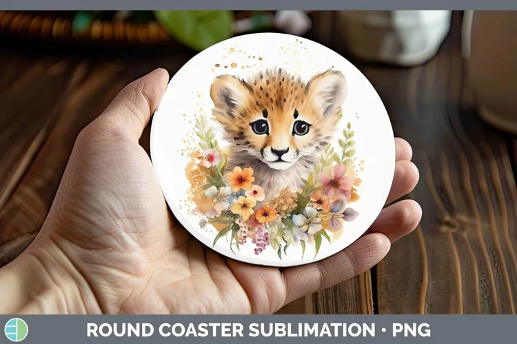 Wild Cats Cheetah Round Coaster Sublimation Coaster Designs