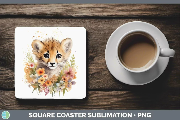 Wild Cats Cheetah Square Coaster Sublimation Coaster Designs