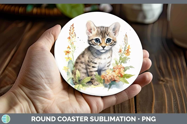 Wild Cats Geoffroys Cat Round Coaster Sublimation Coaster De