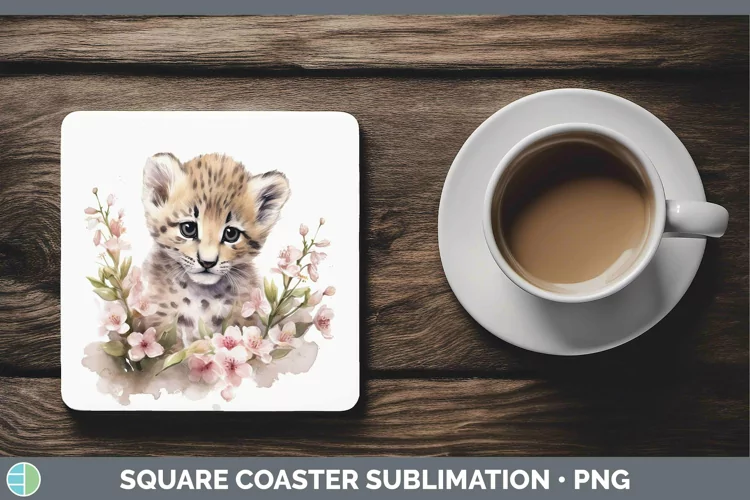 Wild Cats Leopard Clouded Square Coaster Sublimation Coaster