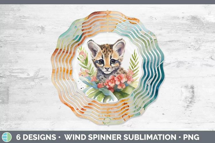 Wild Cats Margay Cat Wind Spinner Sublimation Spinner Design