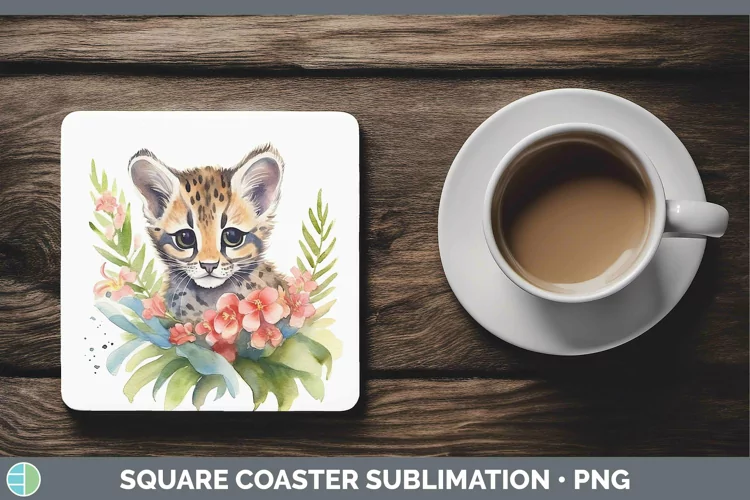 Wild Cats Margay Cat Square Coaster Sublimation Coaster Desi