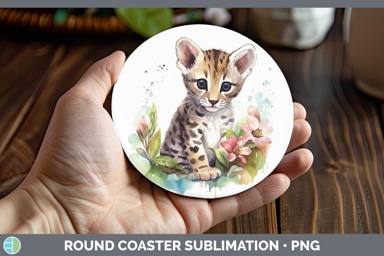 Wild Cats Ocelot Round Coaster Sublimation Coaster Designs example image 1