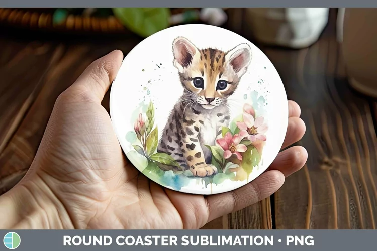 Wild Cats Ocelot Round Coaster Sublimation Coaster Designs