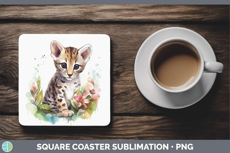 Wild Cats Ocelot Square Coaster Sublimation Coaster Designs example image 1