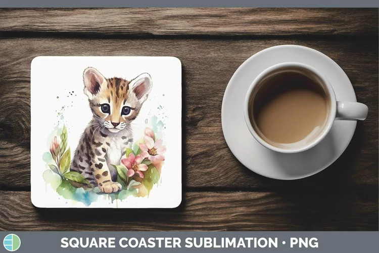 Wild Cats Ocelot Square Coaster Sublimation Coaster Designs