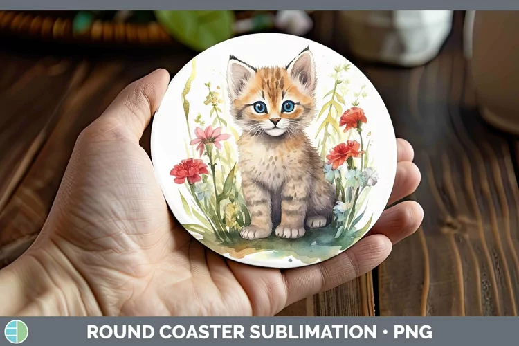 Wild Cats Pampas Cat Round Coaster Sublimation Coaster Desig